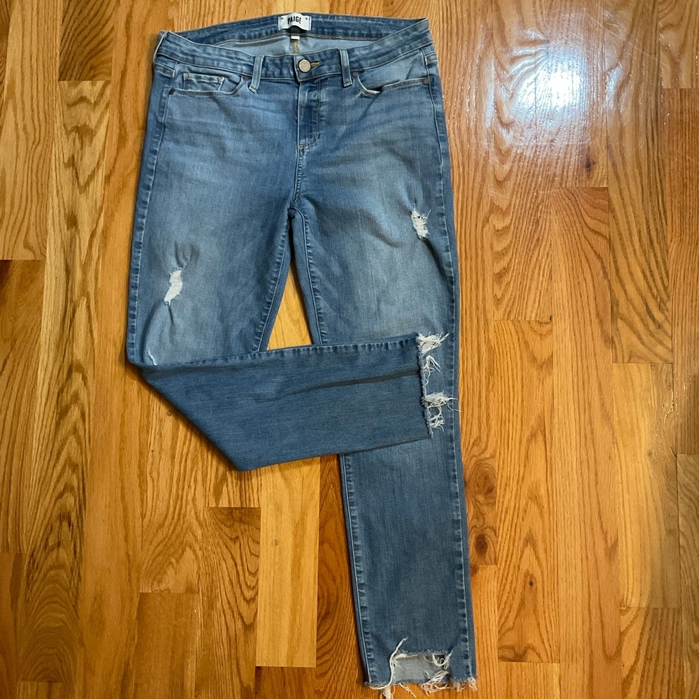 PAIGE Blue Skinny Distressed Jeans
